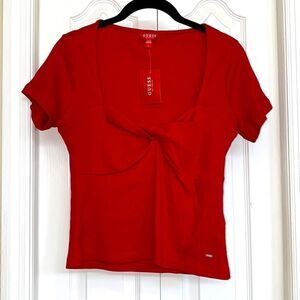 Guess WOMEN KADA SHORT-SLEEVE TOP RED